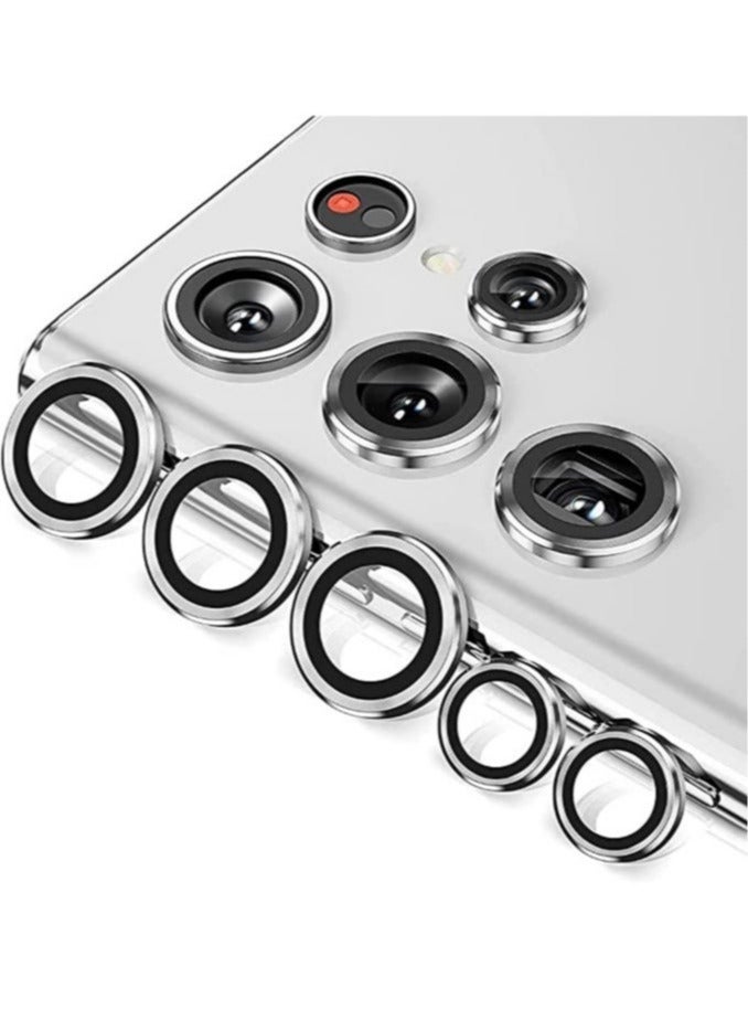 ELTRAZONE Samsung Galaxy S23 Ultra Camera Lens Protector, 9H Tempered Glass Camera Cover Screen Protector Metal Individual Ring, S23 Ultra 5G 2023 (Silver) - Image 1