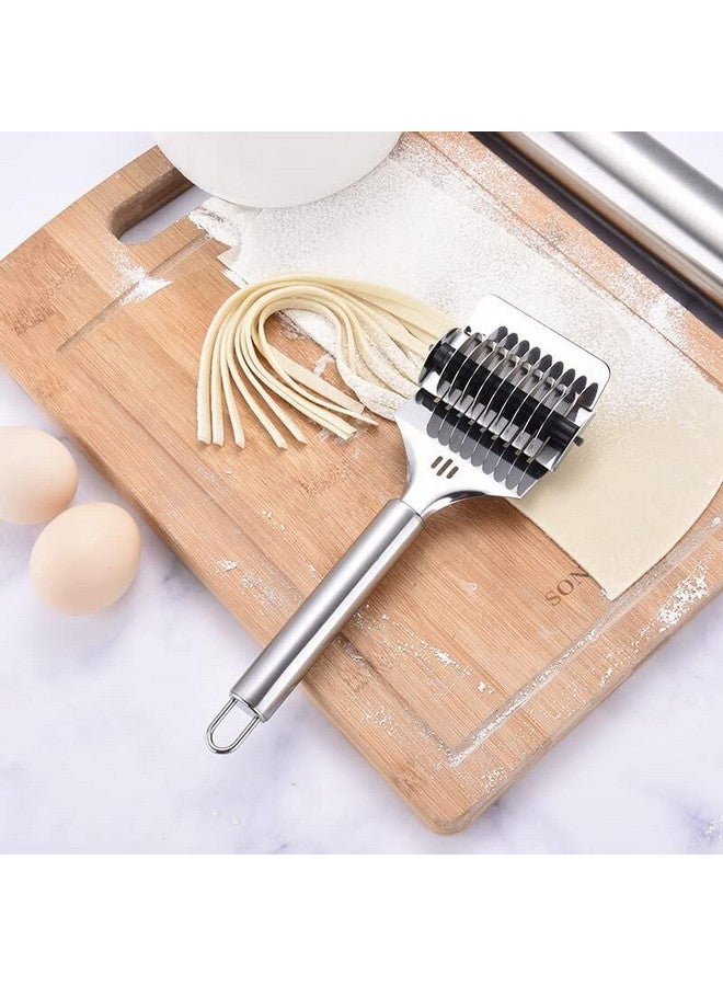 faas Noodle Lattice Roller Docker,8 inch High Grade Stainless Steel Noodle Lattice Roller Docker Dough Cutter Spaghetti Maker for Kitchen Cooking Tools(Pack of 1) - Image 1
