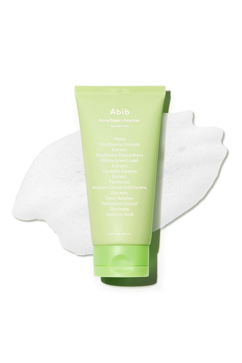 ابيب منظف رغوة حب الشباب Heartleaf Foam 5.07 fl oz / 150 ml  غسيل الوجه اليومي الحمضي الكوري الخفيف للبشرة المعرضة للحب الشباب ، ترطيب وتهدئة مع بانثينول B5 ، تنظيف عميق للبشرة الحساسة ، K-Beauty - Image 1