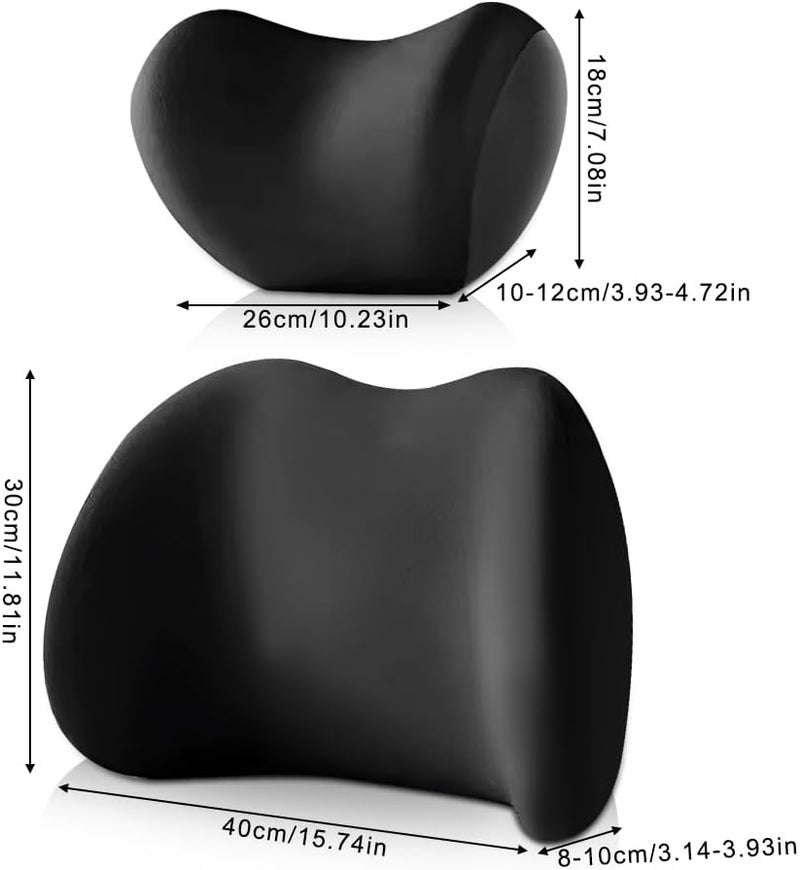 HOVCEH Car Seat Back Support and Neck Pillow, 2 Pack Ergonomic Lumbar and Head Cushion - Image 2