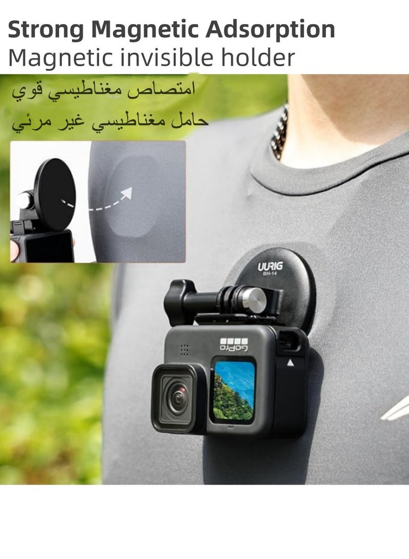 UURIG UURIG BH-14 Magnetic POV Neck Selfie Mount for GoPro, Action Camera Mount Quick Release, Hands-Free for GoPro Hero11 10 9 8 7 Black DJI Action 3, Insta 360 and Most Action Cameras - Image 2