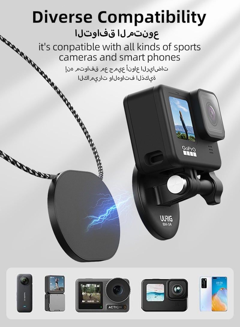 UURIG UURIG BH-14 Magnetic POV Neck Selfie Mount for GoPro, Action Camera Mount Quick Release, Hands-Free for GoPro Hero11 10 9 8 7 Black DJI Action 3, Insta 360 and Most Action Cameras - Image 4