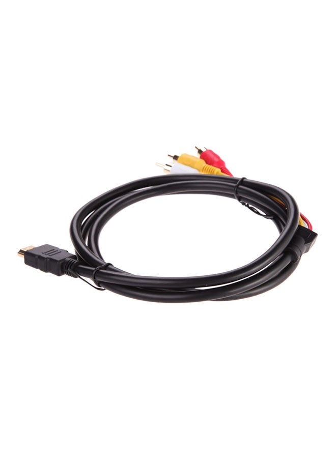 HDMI To 3-RCA Video Audio AV Component Converter Adapter Cable Black - Image 1