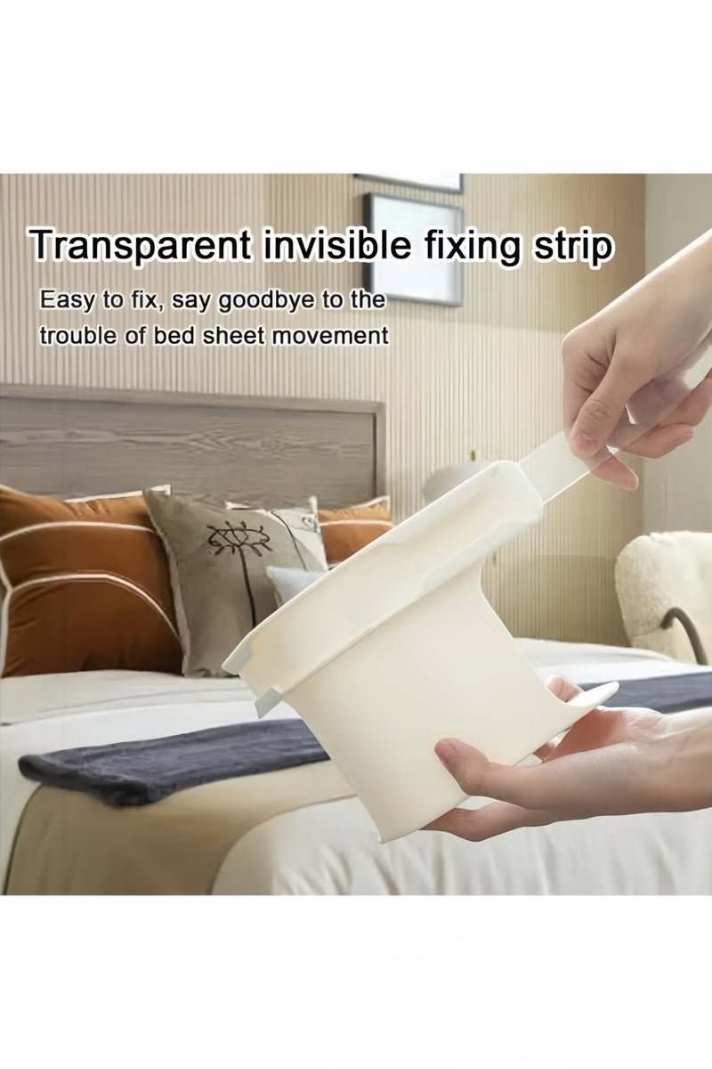 GGEROU 4Pcs Bed Sheet Holders Straps, Heavy Duty Bedsheet Corner Tightener Clips with Lock Strips, Bed Sheet Clips Fasteners, Secure Mattress Protectors and Bedding White - Image 5