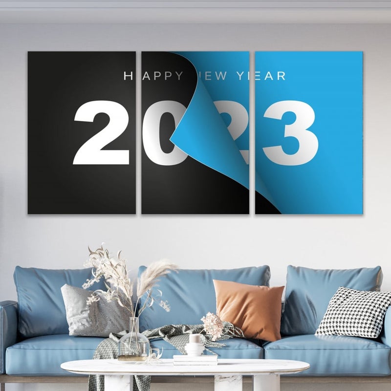 ماركتنا ثلاث لوحات قماشية فخمة بتصميم مودرن مع برواز مجوف مقاس (90×40) ثلاث قطع - Image 1