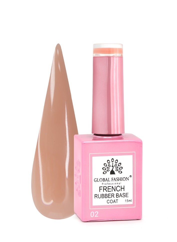 GLOBAL FASHION Global Fashion French Rubber Base Coat 15ml: Long-Lasting, Durable, & Chip-Resistant Gel Nail Polish Base Coat for Manicure and Pedicure | (02)  - Image 1