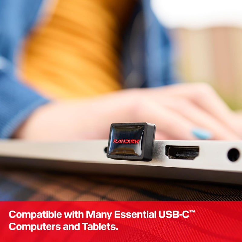 سانديسك ذاكرة فلاش USB-C سعة 128 جيجابايت - سرعة قراءة تصل إلى 400 ميجابايت/ثانية، USB 3.2 جين 1، USB نوع-C - تخزين قابل للتوصيل والبقاء - أسود - SDCZ530-128G-G46 - Image 2