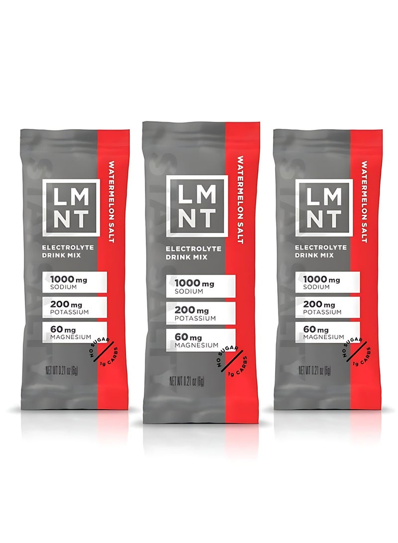 LMNT Zero Sugar Electrolyte Drink Mix Watermelon Salt Hydration Powder High Sodium Energy Support Keto Friendly 30 Stick Packs - Image 1