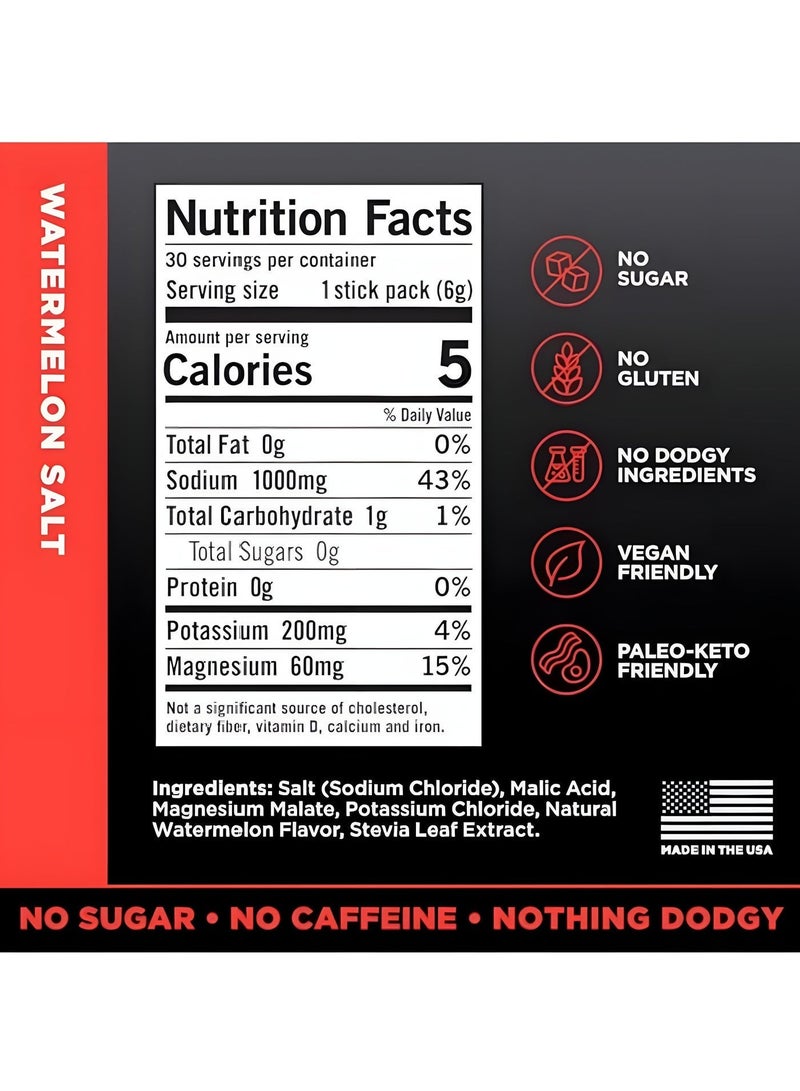 LMNT Zero Sugar Electrolyte Drink Mix Watermelon Salt Hydration Powder High Sodium Energy Support Keto Friendly 30 Stick Packs - Image 2
