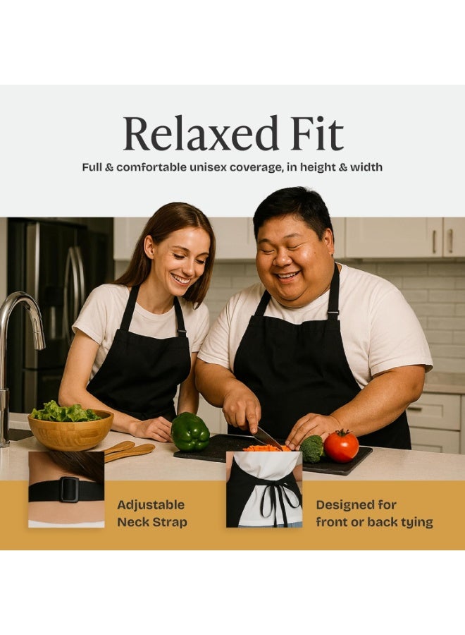 Unisex Chef's Apron - Large (33 inches x 27 inches), 38-inch waist belt, comfortable and close-fitting, durable and lightweight, with 2 large pockets for storing your cooking essentials - Single piece, black - Image 5