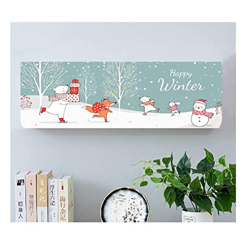 DARSHANAM WORLD Beatiful Designer Ac Cover// Cutest Printed Air Conditioning Dust Cover For Indoor & All Type AC Split Covers// Colorfull Folding Designer Ac Cover (Sweet Happy Winter 1 Ton) - Image 1