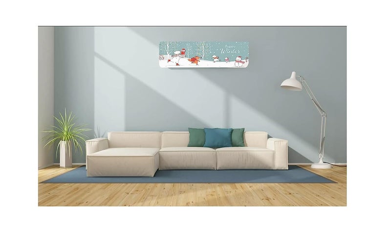 DARSHANAM WORLD Beatiful Designer Ac Cover// Cutest Printed Air Conditioning Dust Cover For Indoor & All Type AC Split Covers// Colorfull Folding Designer Ac Cover (Sweet Happy Winter 1 Ton) - Image 4