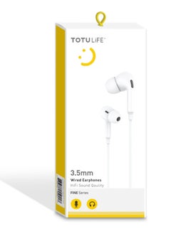 Totulife FINE Series Stereo Wired Earphones 3.5mm - White  - Image 4