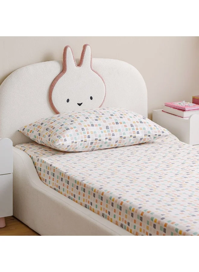 دانوب هوم Dreamz Poppy Cotton Digital Printed Fitted Sheet with Pillow Case - Multi Color, 90x200+25 cm - Soft, Durable, Stylish Bedding For a Cozy Bedroom