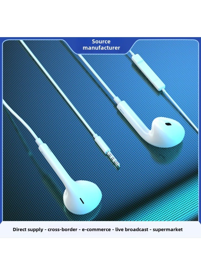 Generic - White Wired Headphones For-apple-huawei-xiaomi-VIVO-OPOP-cell Phone-tablet-notebook-Color:3.5MM Round Mouth - Image 1