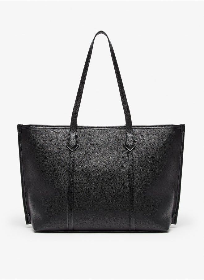 Flora Bella By Shoexpress Women Monogram Print Tote Bag with Zip Closure and Double Handle  - Image 3