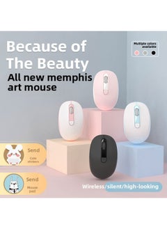 Generic [63000 People's Collection] Wireless Mouse Bluetooth Mute Rechargeable Typec Charging Dual-mode High-value Desktop-Specification:Xihu Blue (dual-mode Bluetooth Model) Button Mute + Free Sticker - Official Standard  - Image 4
