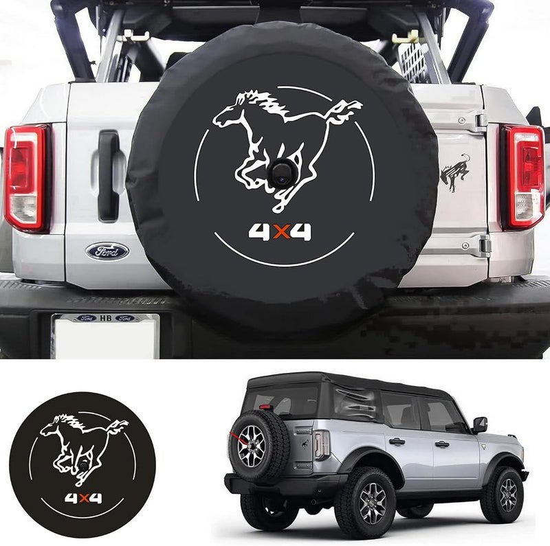 Aolowewin Galloper 4X4 Spare Tire Cover with Camera Hole for Ford Bronco, Jeep, Toyota SUVs Back Wheel Cover with Camera Hole, Spare Tire Cover Protector (L: 265/50R20, 255/70R17, 245/75R16) - Image 1