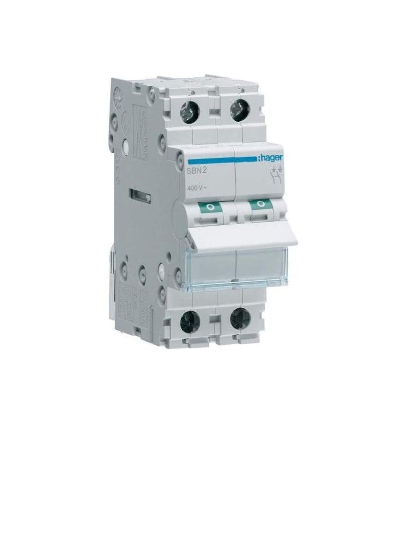 Hager Double-Pole 63A 2POLE ISOLATOR SBN264N - Image 1