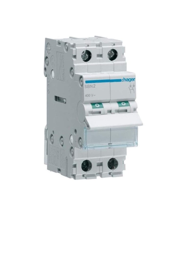 Hager Double-Pole 63A 2POLE ISOLATOR SBN264N - Image 3