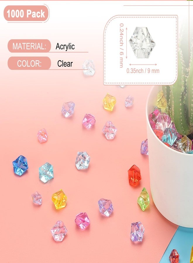 M METERXITY 1000-Pack Fake Ice Rocks, 6x9mm Fake Crushed Ice Acrylic Gems Diamonds for Vase Fillers/Fish Tank/DIY Crafts [Clear] - Image 3