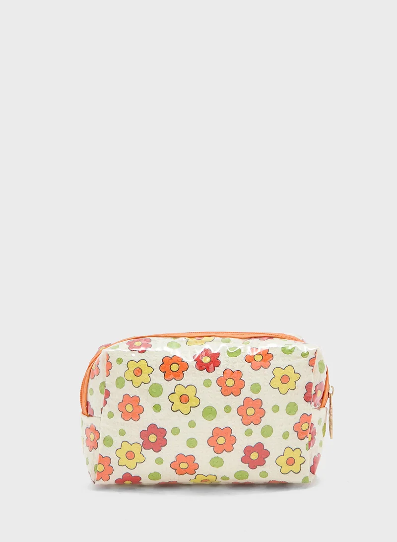 Ginger Floral Print Cosmetic Bag
