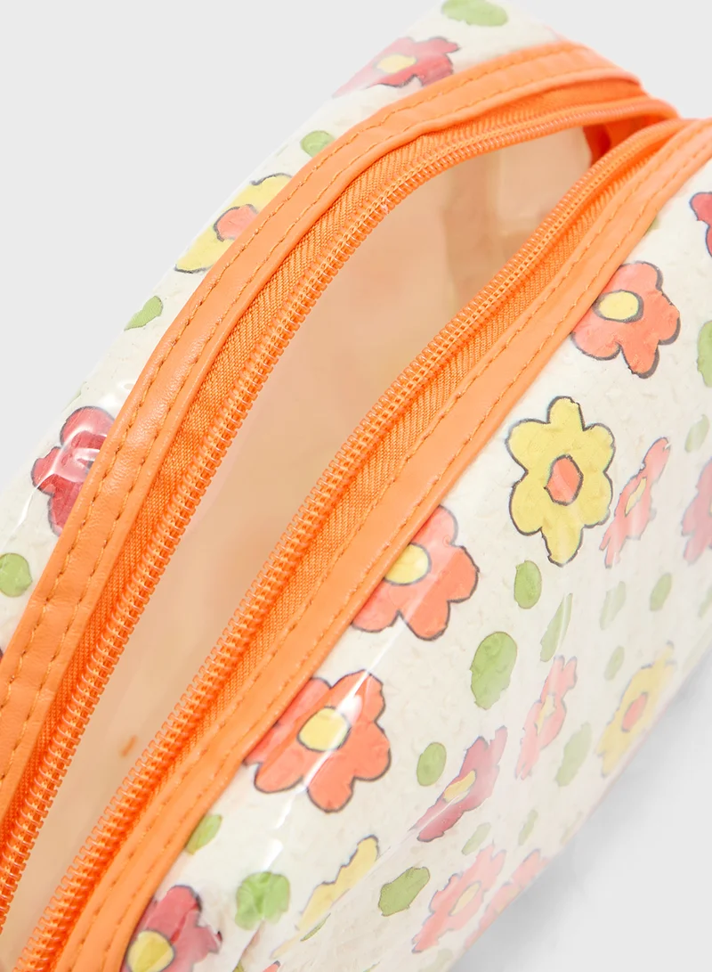 Ginger Floral Print Cosmetic Bag