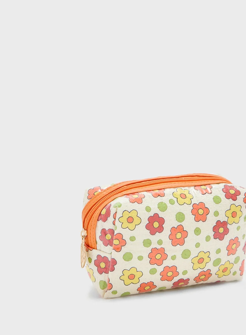 Ginger Floral Print Cosmetic Bag