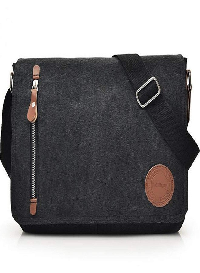 Vintage Canvas Satchel Messenger Bag for Men Women, Travel Shoulder bag Satchel Crossbody Bag for 11.6-13.3 inch Laptop Chromebook computer (Black)