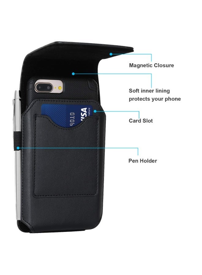 Leather Phone Holster Belt Case with 360 Rotating Clip for iPhone 15 Pro Max, 15 Plus, 14 Pro Max, 13 Pro Max, 12 Pro Max, 11 Pro Max, Xs Max, 8 Plus, 7 Plus, 6s+, 6+ - Image 5