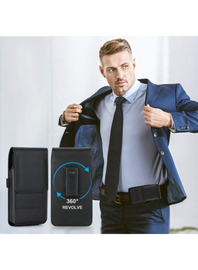 Leather Phone Holster Belt Case with 360 Rotating Clip for iPhone 15 Pro Max, 15 Plus, 14 Pro Max, 13 Pro Max, 12 Pro Max, 11 Pro Max, Xs Max, 8 Plus, 7 Plus, 6s+, 6+ - Image 4
