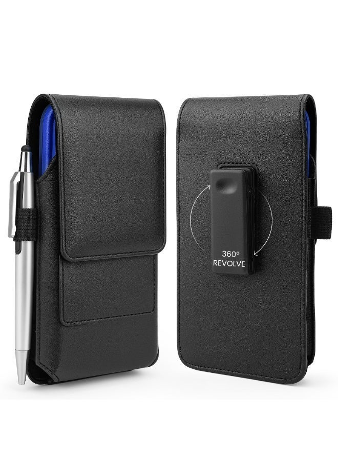 Leather Phone Holster Belt Case with 360 Rotating Clip for iPhone 15 Pro Max, 15 Plus, 14 Pro Max, 13 Pro Max, 12 Pro Max, 11 Pro Max, Xs Max, 8 Plus, 7 Plus, 6s+, 6+ - Image 1