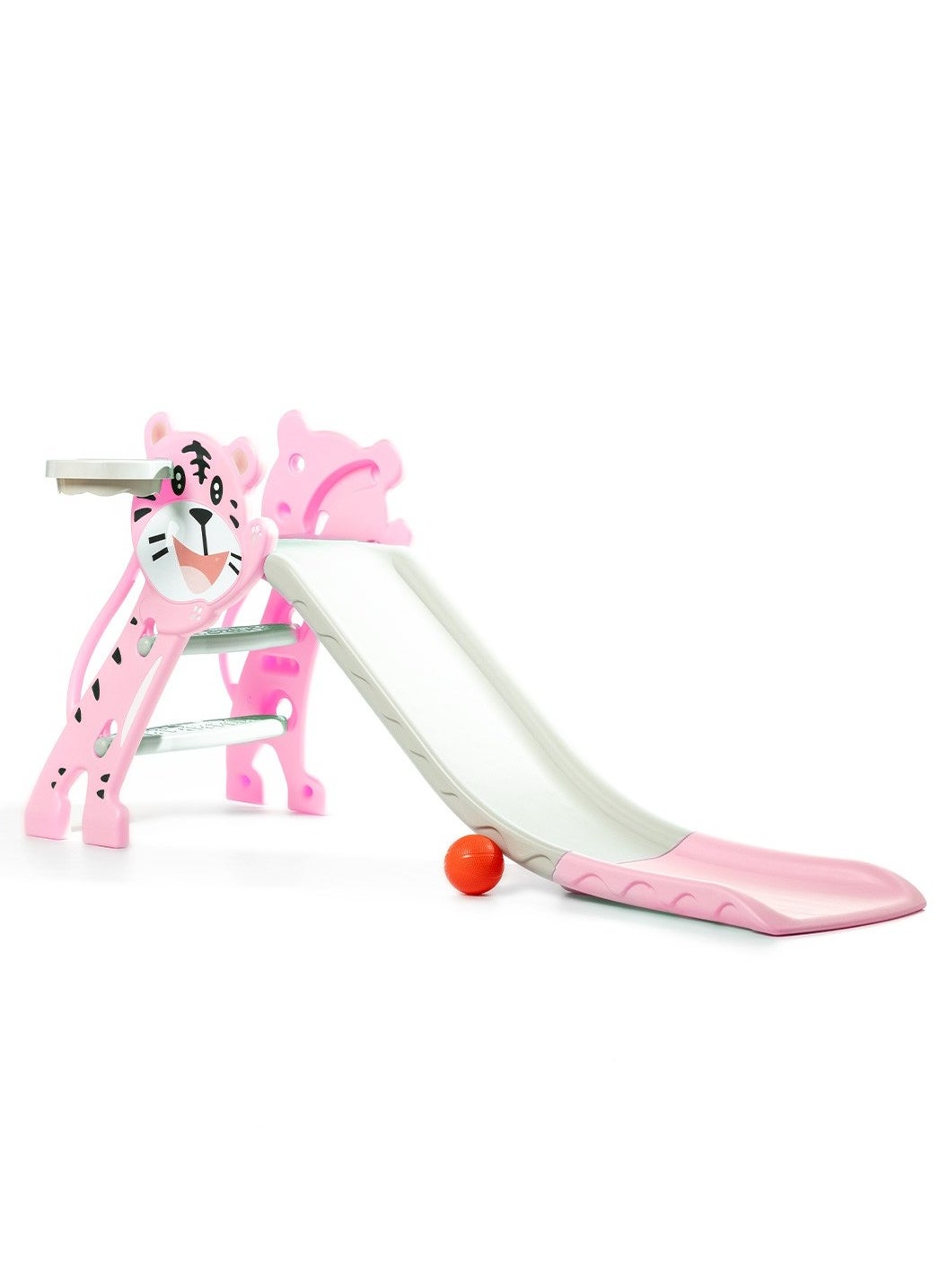 Foldable Tiger Slide With Basketball ,Pink 