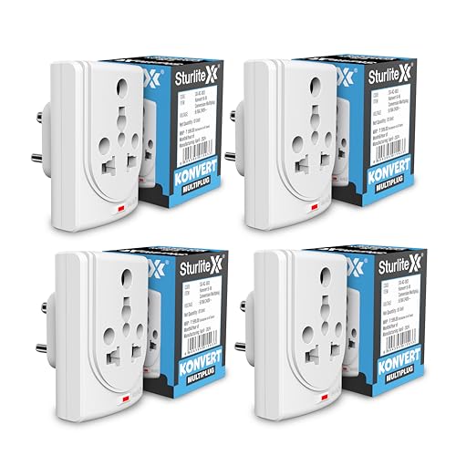 Sturlite Konvert Multiplug| 6-16 Amp| 2-Pin & 3-Pin Socket| Universal AC Travel Adapter| Premium Polycarbonate Body Socket| Compact Converter Plug for Travel, Home & Office Use - Pack of 4 - Image 1