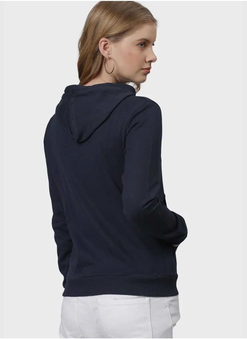 Campus Sutra Front Pocket Printed Hoodie