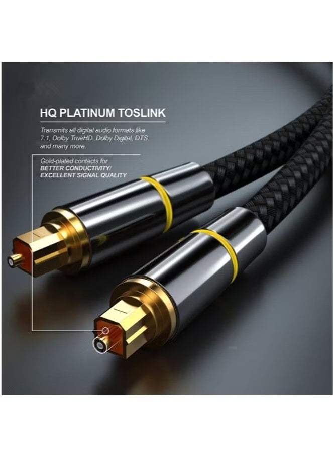 ZVEV 1 Pcs Digital Optical Audio Cable, 24K Gold-Plated Nylon Braided Optical Fiber Male to Male Cable, 150 cm Digital Optical Cable for Sound Bar, TV, Playstation - Image 4