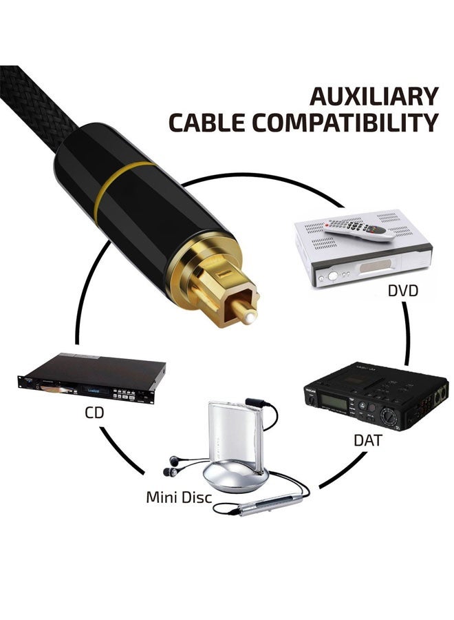 ZVEV 1 Pcs Digital Optical Audio Cable, 24K Gold-Plated Nylon Braided Optical Fiber Male to Male Cable, 150 cm Digital Optical Cable for Sound Bar, TV, Playstation - Image 3
