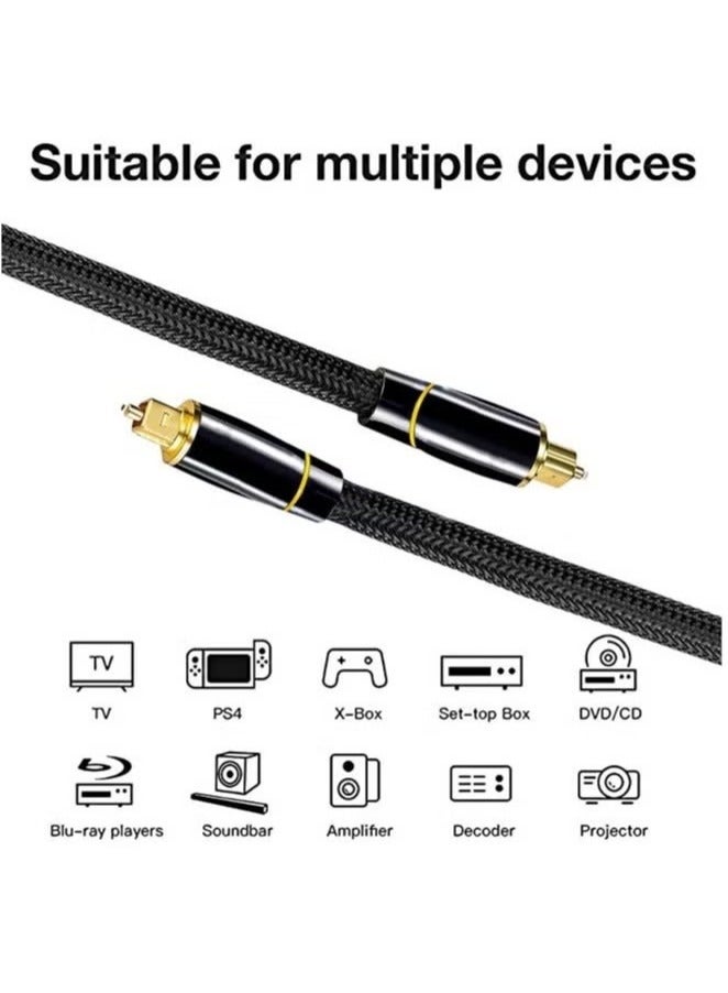 ZVEV 1 Pcs Digital Optical Audio Cable, 24K Gold-Plated Nylon Braided Optical Fiber Male to Male Cable, 150 cm Digital Optical Cable for Sound Bar, TV, Playstation - Image 2