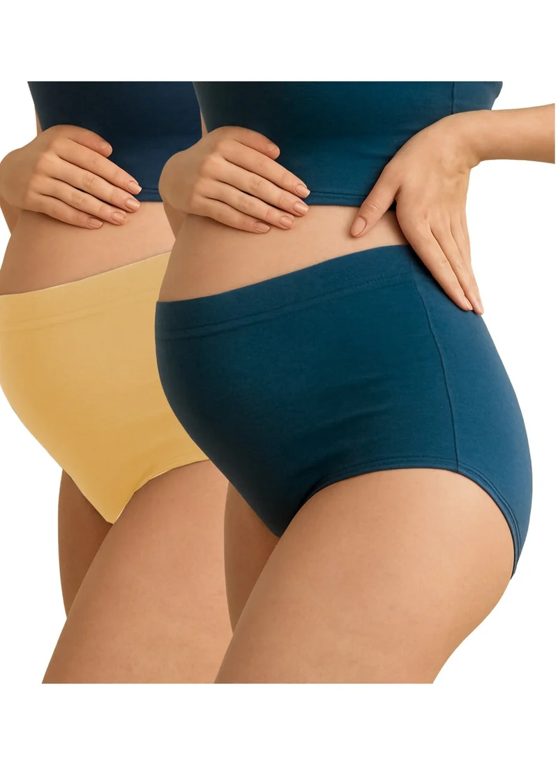 TUMMY Pack of 2 High Waist Bamboo Cotton Pregnancy Pants with Full Belly Support Comfty Breathable for Women Panties