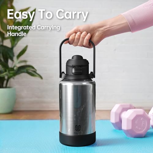 magcheer 64oz Insulated Magnetic Water Bottle - Stainless Steel Vacuum Flask with MagSafe Compatible Phone Holder Keeps Drinks Cold for 24 Hours Water Jug for Gym and Outdoor Activities（Silver) - Image 4