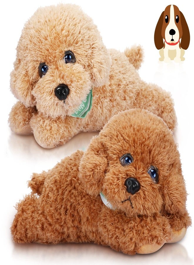 Skylety 2 Pcs Plush Stuffed Golden Poodle Dog Plush Animals Soft Toy Stuffed Puppy Adorable Plush Puppy Toys for Preschool Birthday Party Supplies (Toy Poodle, 10.6 Inch) - Image 1