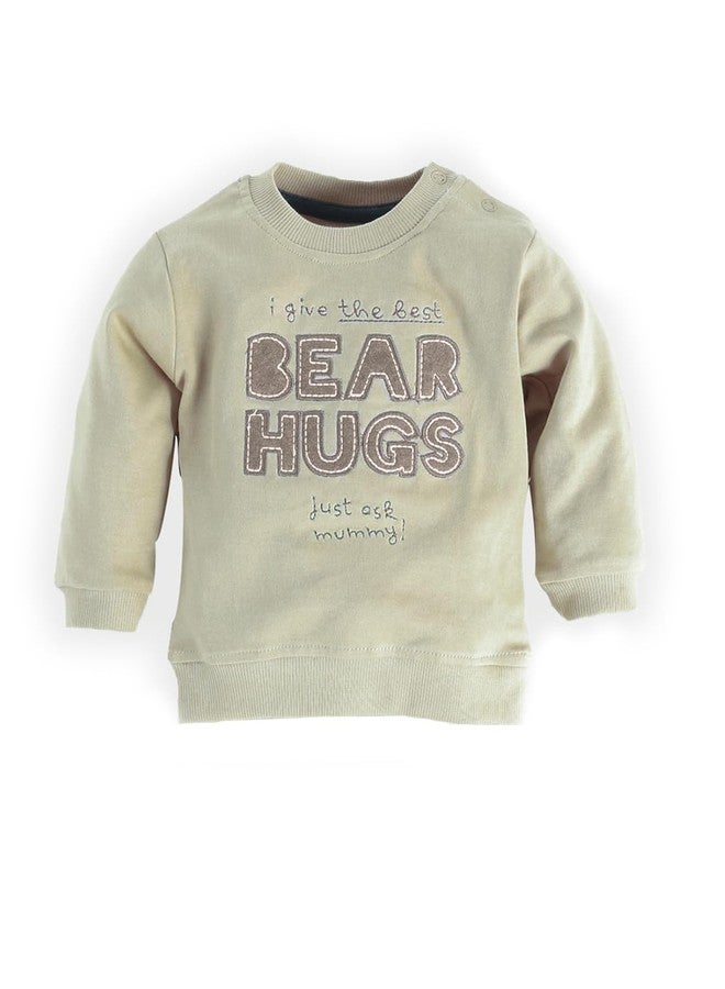 Baby Go Regular fit Cotton Track Set for Kids (Beige) - Image 2