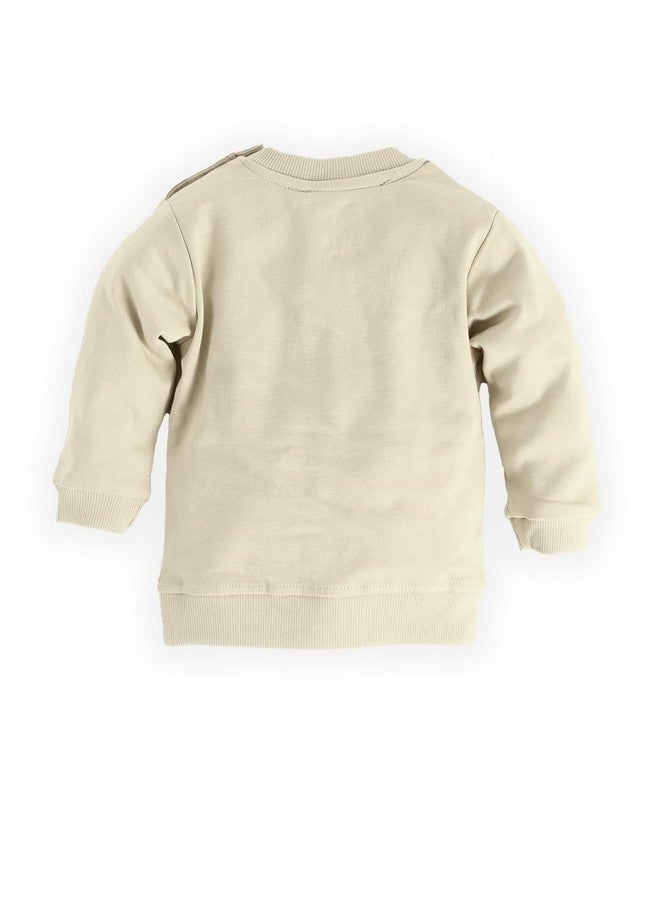 Baby Go Regular fit Cotton Track Set for Kids (Beige) - Image 4