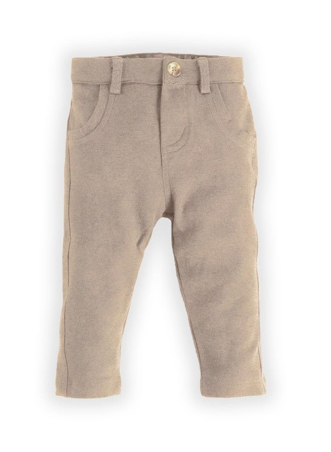 Baby Go Regular fit Cotton Track Set for Kids (Beige) - Image 3