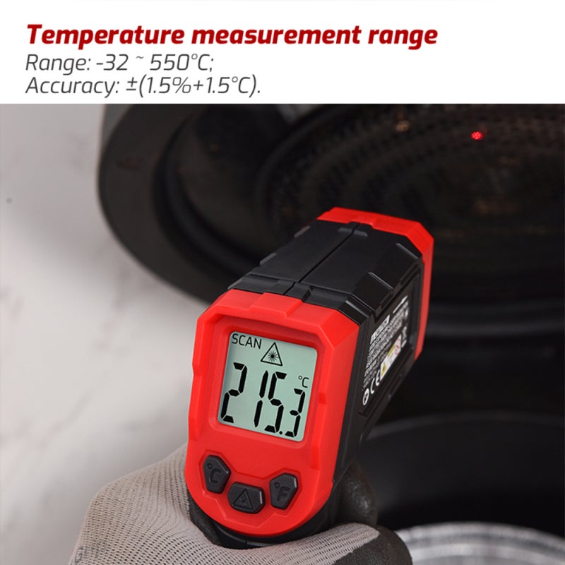 TASI Infrared Thermometer-32℃~400℃/-25.6℉~752℉ Non-contact Digital Thermometer for Cooking Pizza Oven Grill& Engine IR Temperature Tester with Auto Power Off Max-Min Measure Not for Human - Image 4