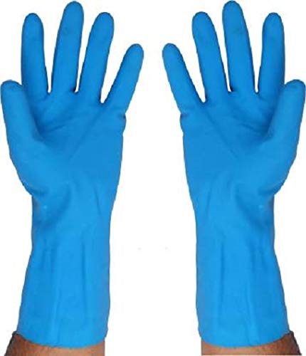 RBGIIT RBGIIT Seebuy Premium Reusable Latex Silicone Safety Gloves for WashingCleaning Kitchen Garden and Sanitation Colors Blue May Vary 2 Pair  - Image 1