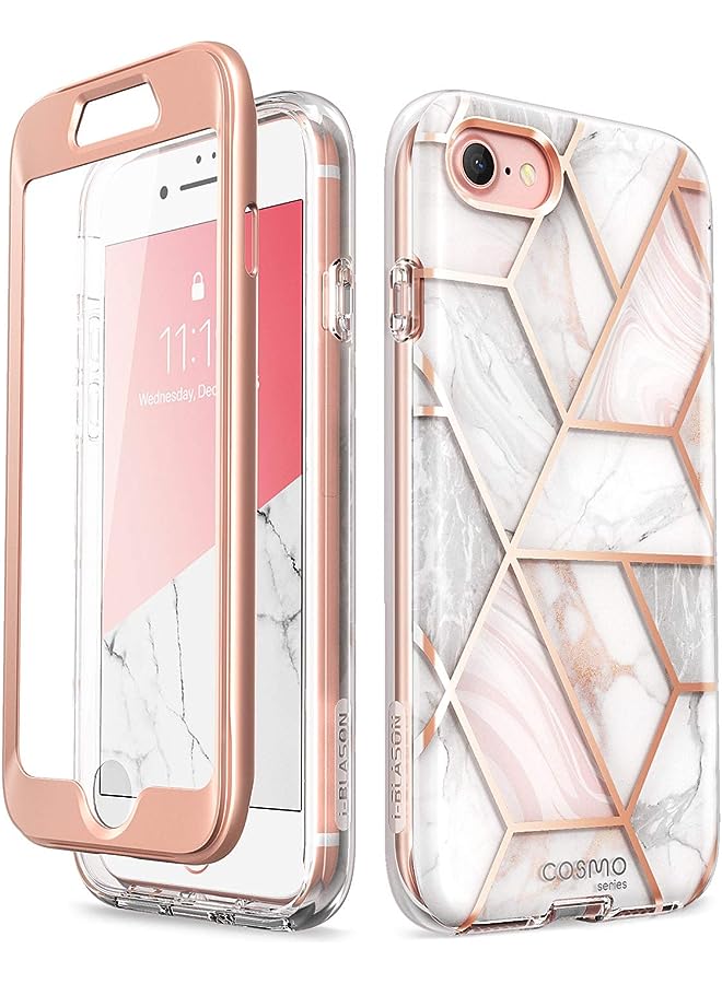 I-blason Cosmo Case for iPhone SE 2022 (3rd Generation), [Built-in Screen Protector] Slim Full-Body Stylish Protective Case for iPhone SE (2022)/iPhone SE (2020)/iPhone 8/iPhone 7 (Marble) - Image 1