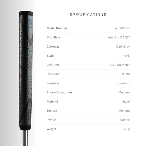 Winn Pro X 1.32 Putter Grip (Jumbo, Gray/Black) - Image 3