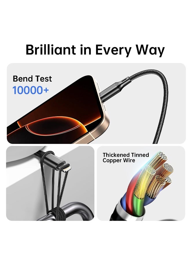 2 Packs Multi Charging Cable, 3 in 1 Fast Charging Cord,1.2M Nylon Braided Multiple USB Cable with iP Micro USB Type C Port for iPhone, Samsung, PS4, Tablet, Xiaomi and More - Image 5