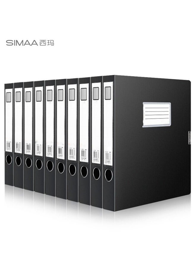 Simaa 1Pc 55Mm A4 Thickened Pp Hook And Loop File Box / Document Box / Data Box Voucher Document Storage Box Accounting Supplies Office Supplies 20883 Black - Image 1